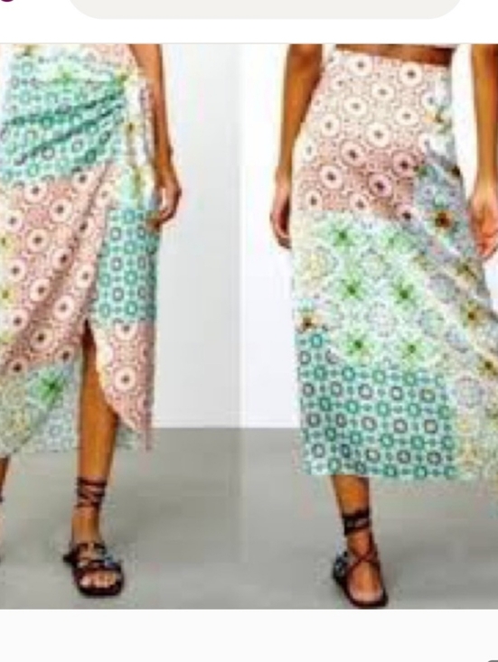 Zara Dresses & Skirts - Zara Printed Satin Wrap Skirt with Knot Pareo M